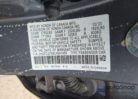 2020 Honda Civic Lx from USA, damaged, VIN 2HGFC2F66LH547459